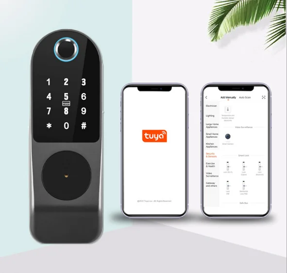 Competitive Price S812-2 Digital Door Lock Card Password Key Fingerprint Wifi Smart Tuya App Home Lock Door