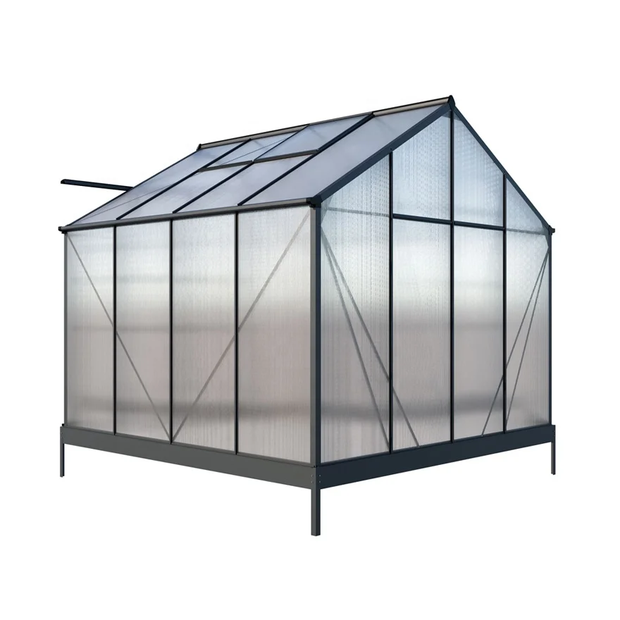 8x8FT tall wall aluminum frame garden agriculture greenhouse kit polycarbonate greenhouses