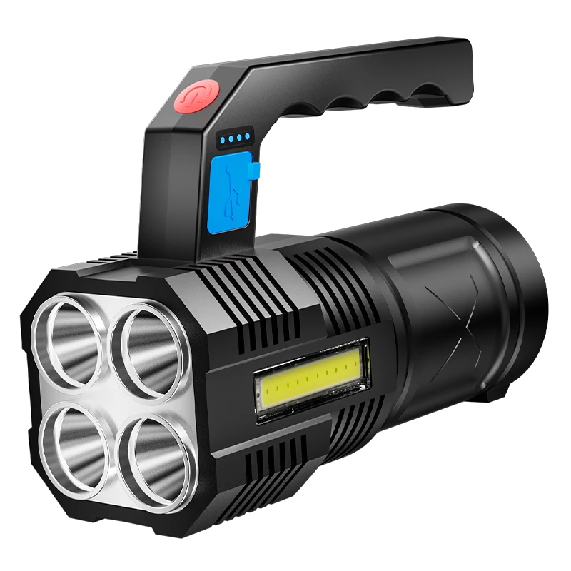 LED Flashlights Handheld Lantern Camping Portable Lamp Strong Light Long-shot USB Rechargeable Built-in Battery Outdoor Lighting