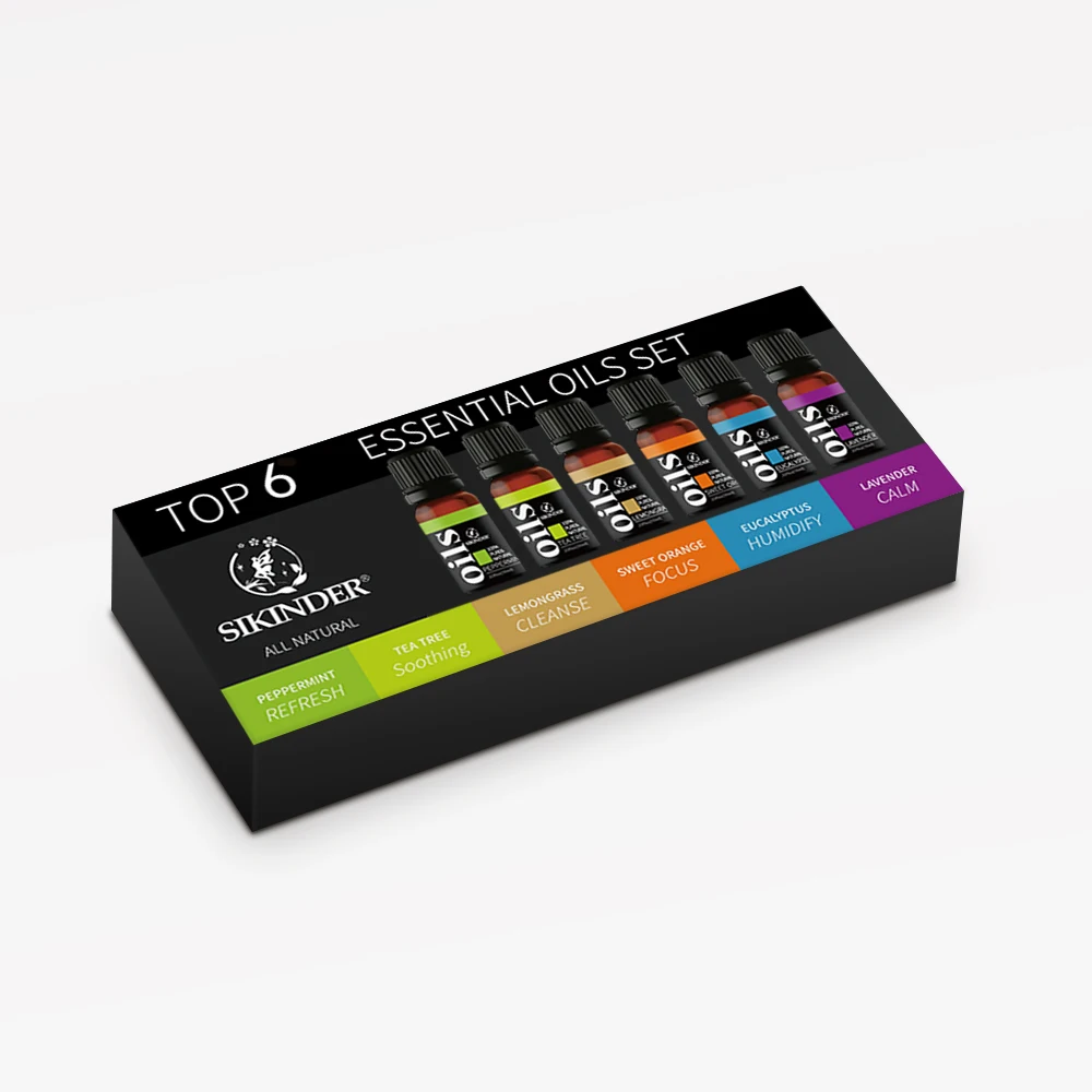 Customized private label 100% organic pure essential oil set 6