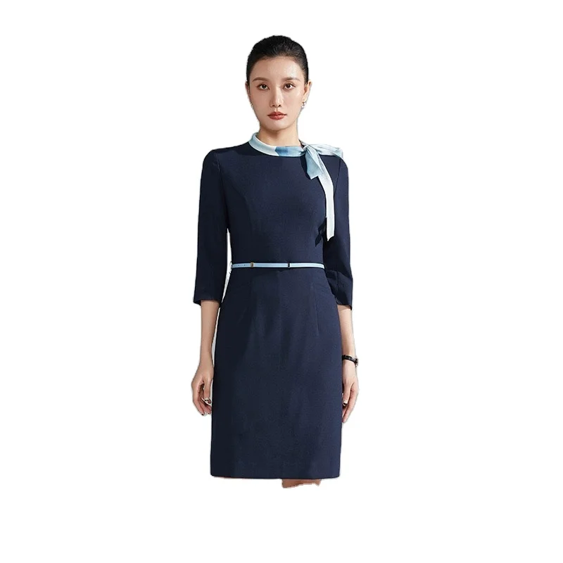 Custom High Quality Red Airline Uniform Flight Attendant Wear Air Pilot Stewardess Coat and Skirt Set For Stewardess