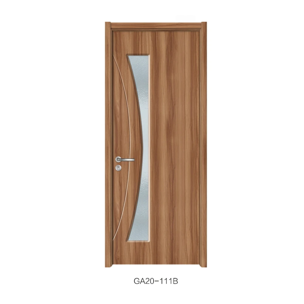 Light oak carved waterproof wood glass door for office