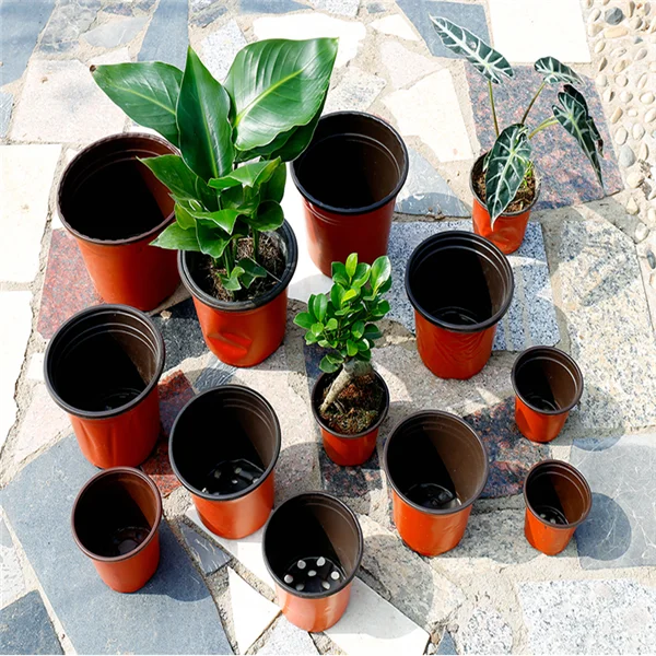 Longji Plastic Flower Pot Garden Gallon Pots 1 / 2 / 2.5 / 3 / 5 / 7 / 9 / 12 Double Color Flower Pots