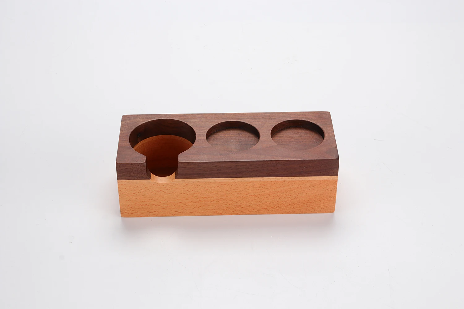 Handmade wooden manual coffee base mash stand holder 3 pieces set custom wholesale 2 and 3 holes 58mm coffee base