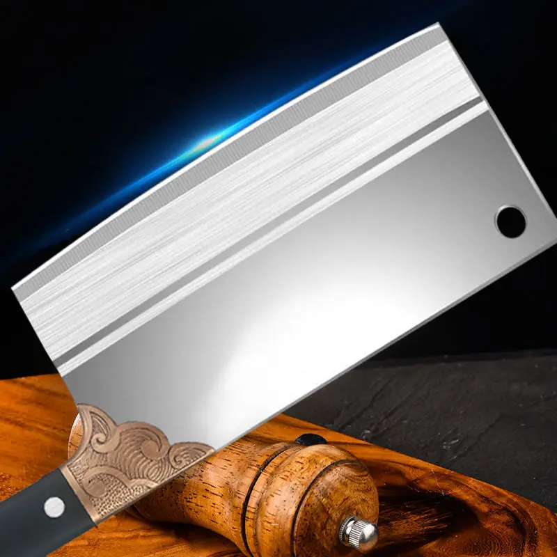 Professional 3Cr13 Steel Meat Butcher Cleaver Stainless Steel Kitchen Knife Stainless Steel Handle Ladies Bone Chopping Slicing