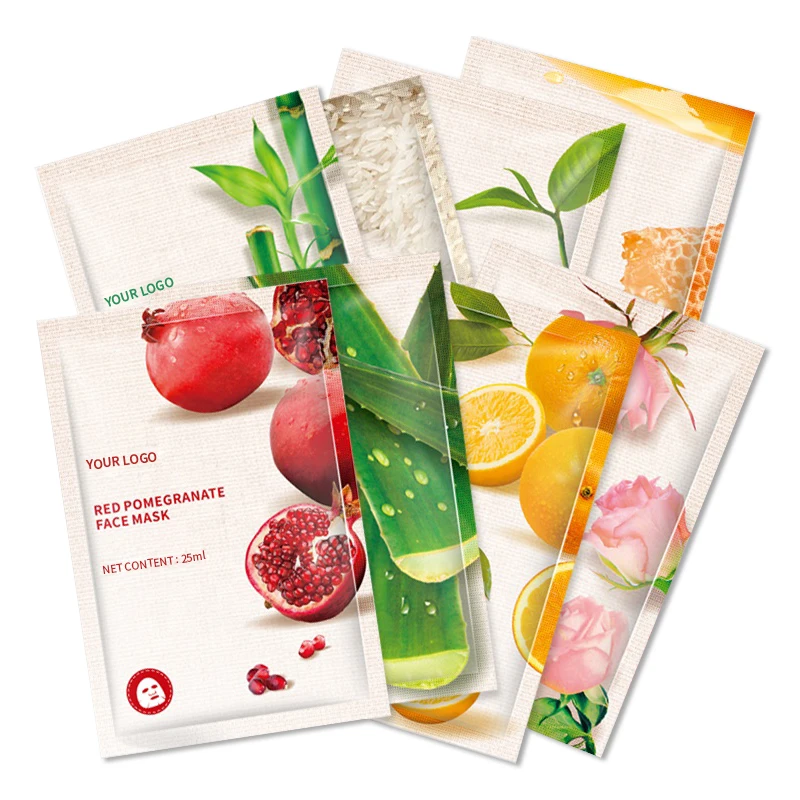 Wholesale Custom Korea Private Label Skin Care Moisturizing Acne Fruit Green Tea Rose Aloe Vera Face Sheet Mask