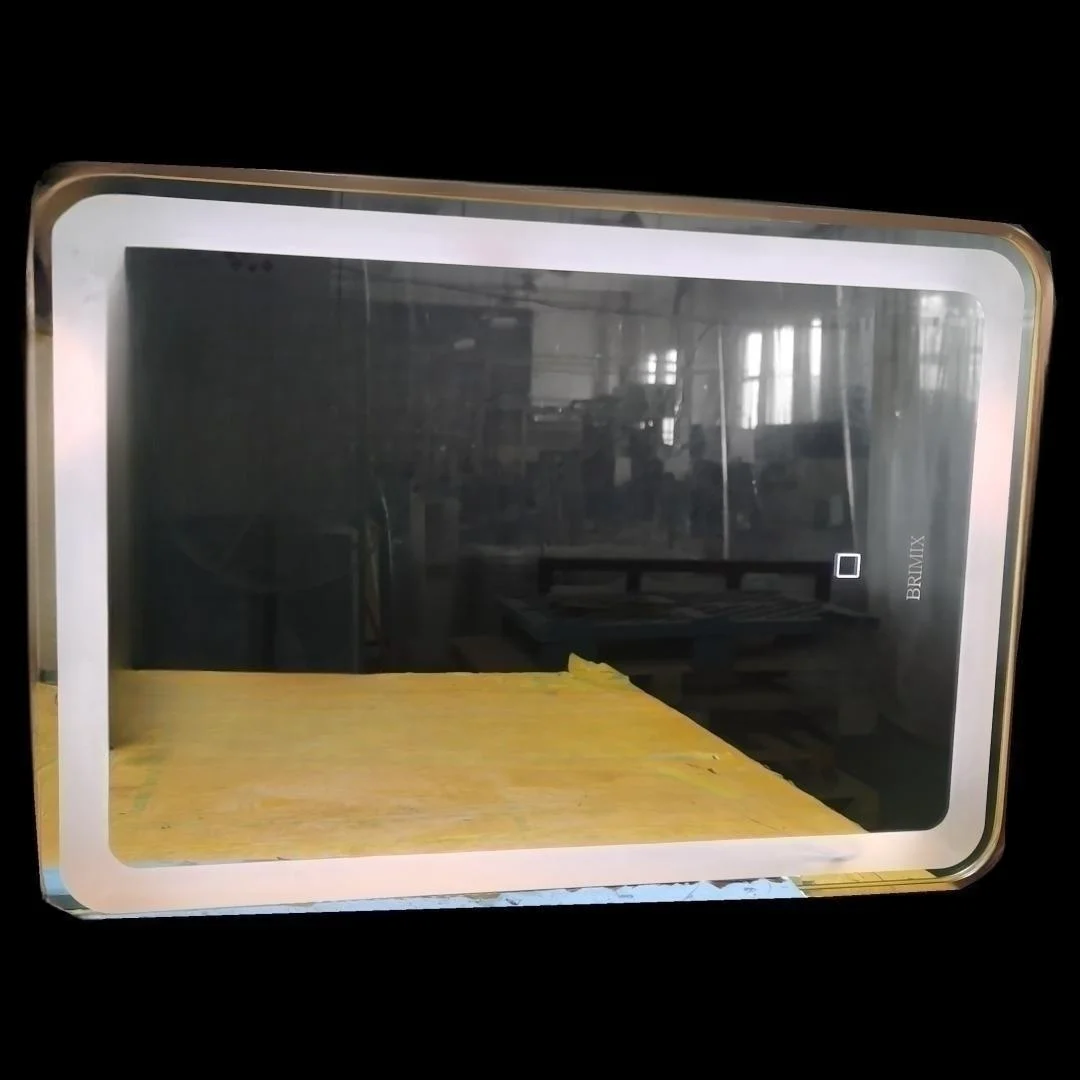 Silver Gold Aluminum Alloy Brushed Frame Led Bath Mirror Touch Switch Defogger Led Bathroom Mirror With Digital Clock Time