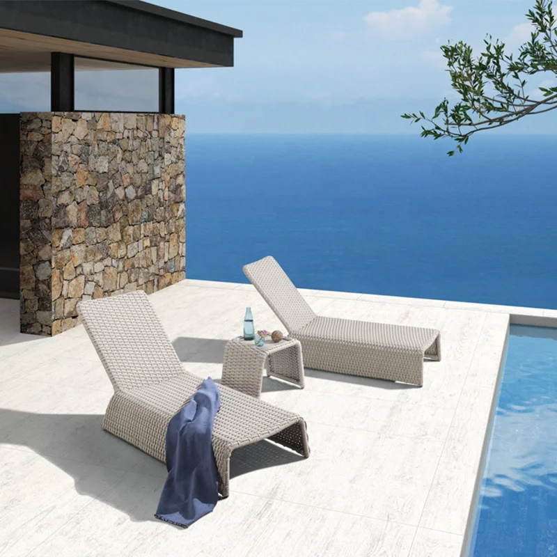 Aluminium Special Imitation Outdoor Furniture Set Leather Pe Rattan Daybed Swimming Pool Chairs Beach Sun Lounger Bed