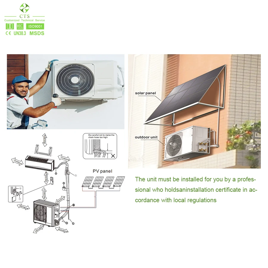 CTS New Green Energy Solar Powered Air Conditioner Off Grid Split Wall Mounted Wholesale Factory for Home Power Saving 18000Btu