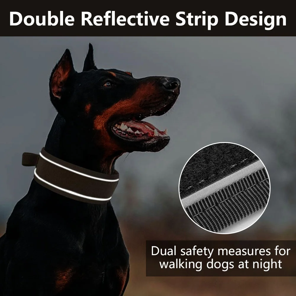 Hot Sale Dog Collar Nylon with Handle Adjustable Reflective Strip Medium Large Heavy Duty Metal Buckle Tactical Pet Dog Collars