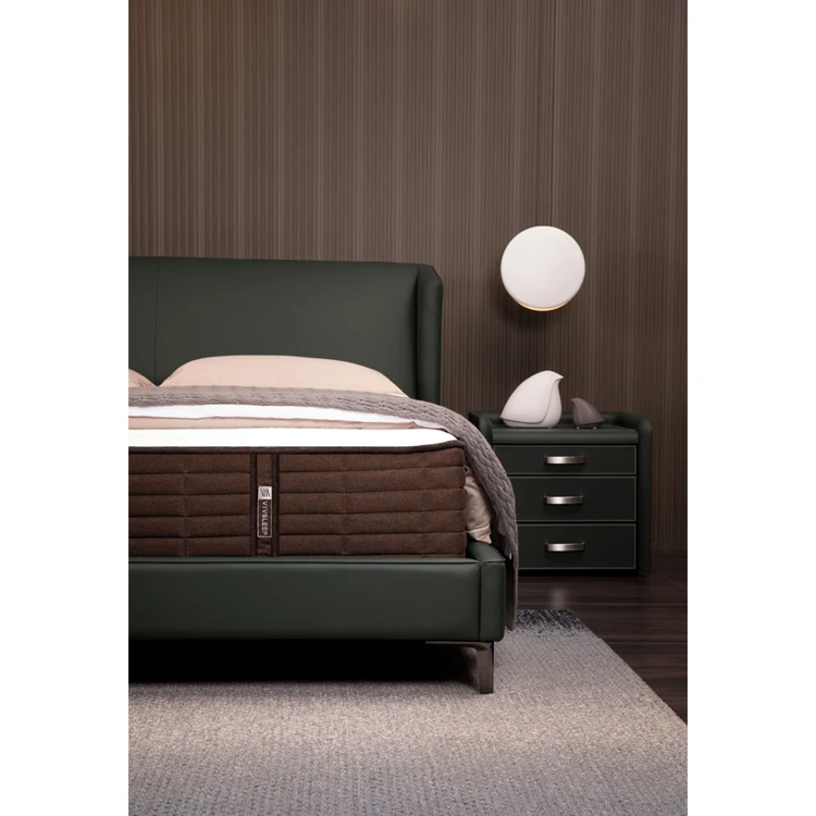 California 200x200 Single Nordic Queen Size Luxury Pine Wood Leather Green Big king Bed Morden Bed Frame