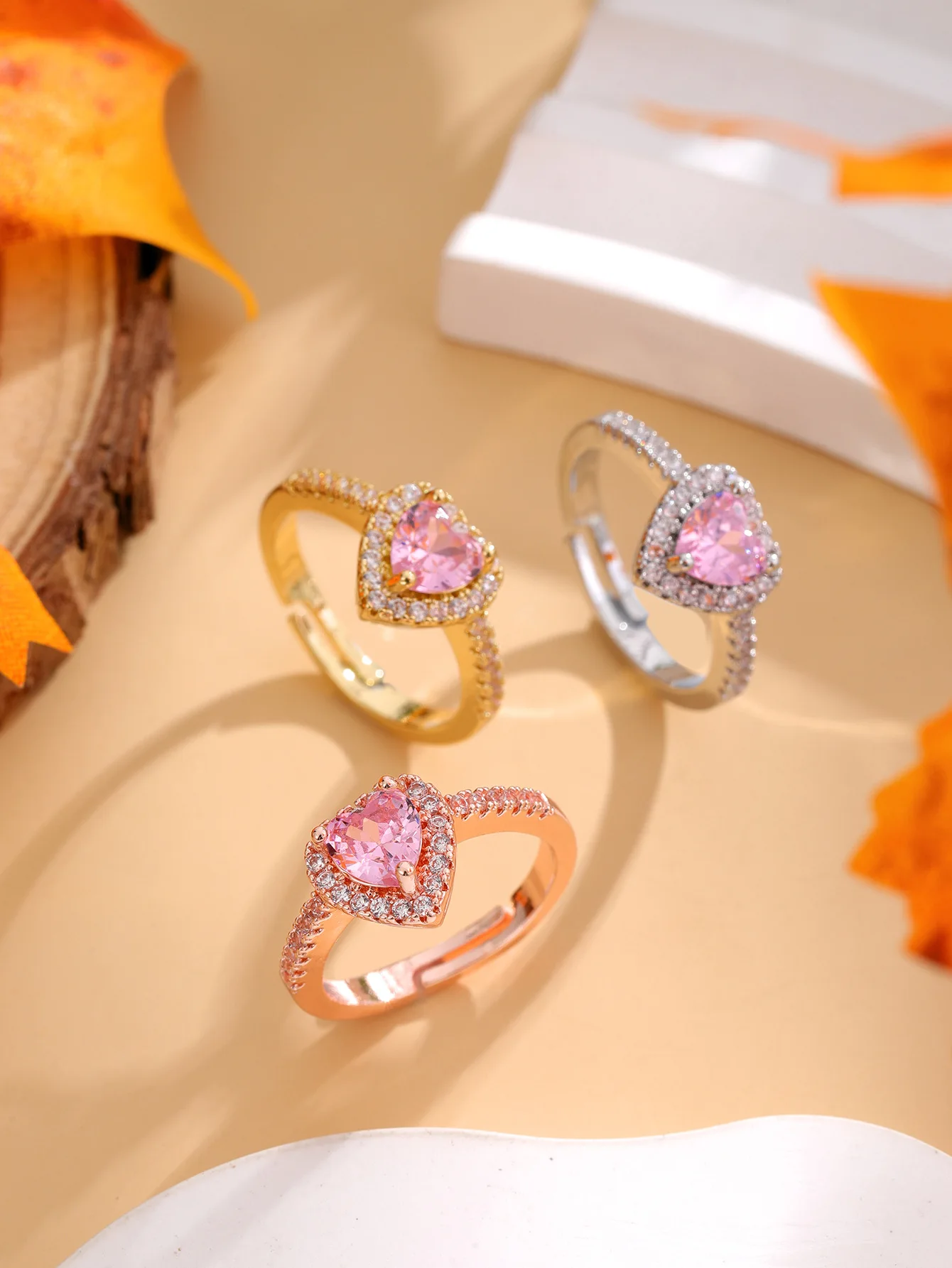 Heart Shaped Ring With Pink Diamond,Opening Design Fashionable Suitable Ring For Wedding Or Daily Wear