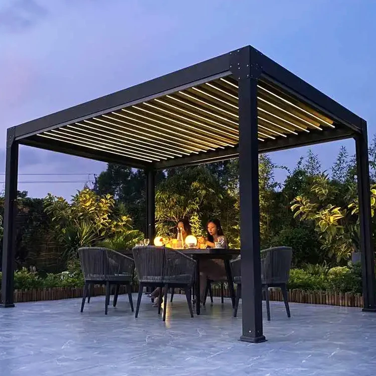 High quality modern outdoor metal balcony biological pergola with retractable aluminum electric waterproof pergola cover