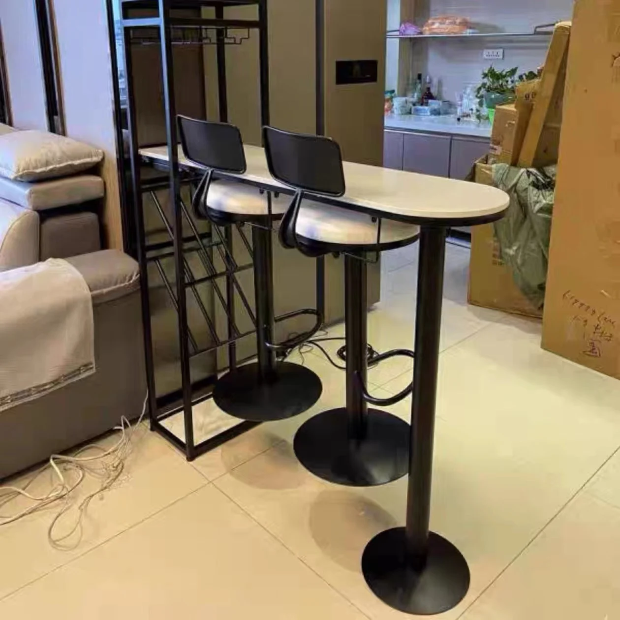 2024 New design Modern Coffee Cafe Shop Furniture with Cushion high Counter Dining Kitchen Restaurant Leather Bar Metal Chair