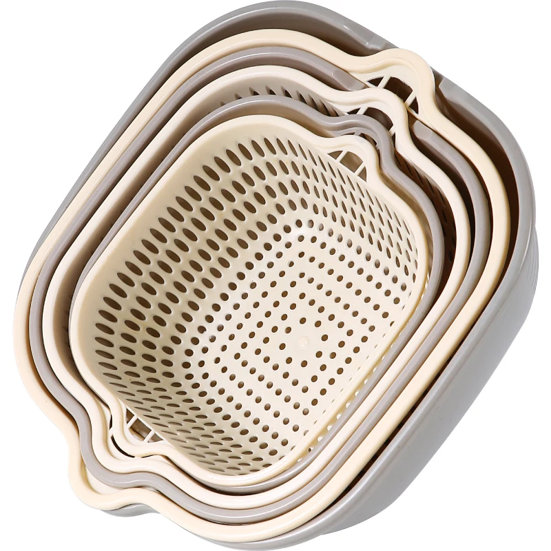6-piece hot selling PP plastic kitchen fruit and vegetable cleaning and drainage basket strainer