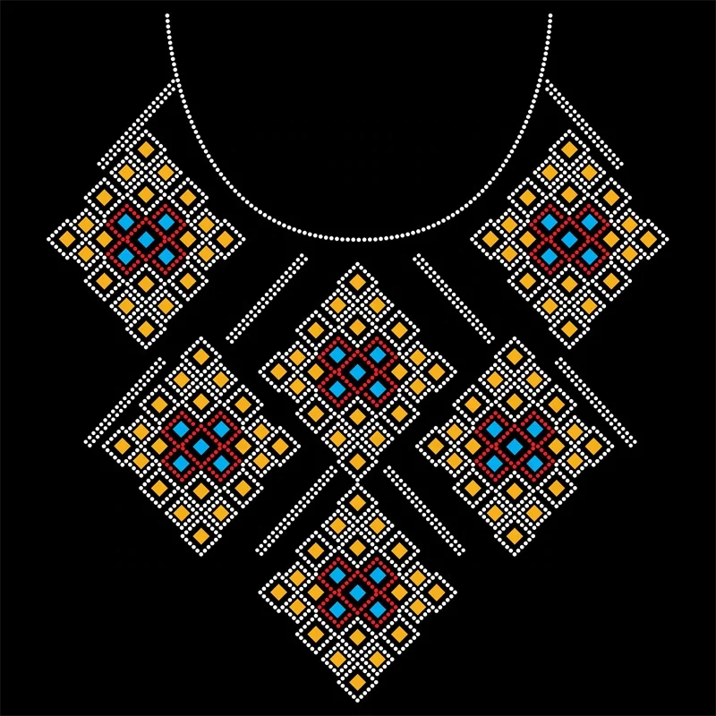 New arrival necklace ready design blue flower hotfix rhinestone cheer bows rhinestone transfer