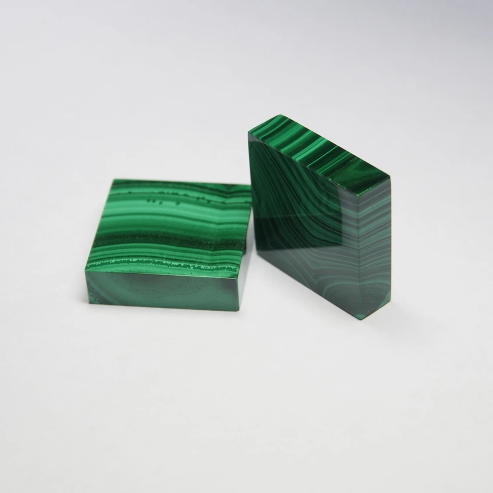 
30x30x5 Square shape Natural Green gemstone loose malachite sheet double flat art decoration on sale 