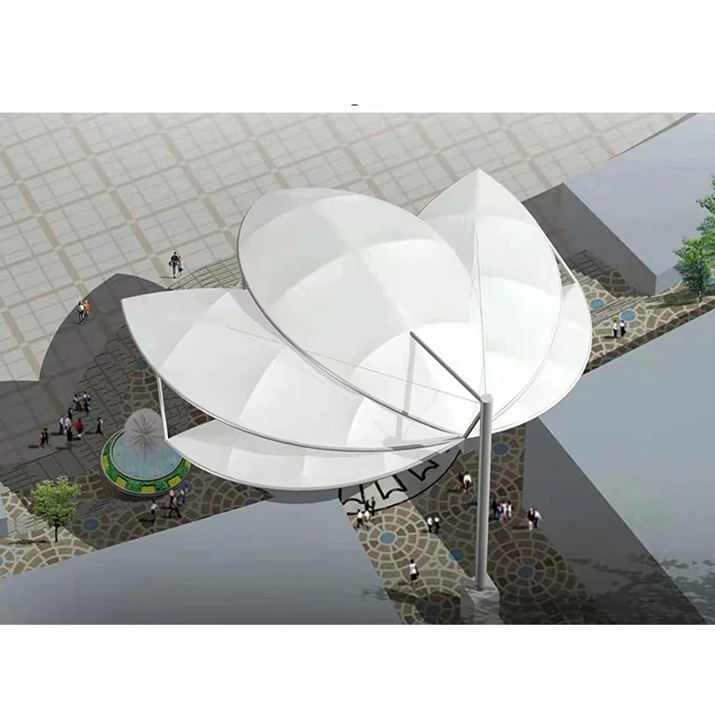 Заводская оптовая продажа стальная каркасная конструкция PVDF шатер с растягивающимся мембраным зонтиком архитектурная навесная палатка