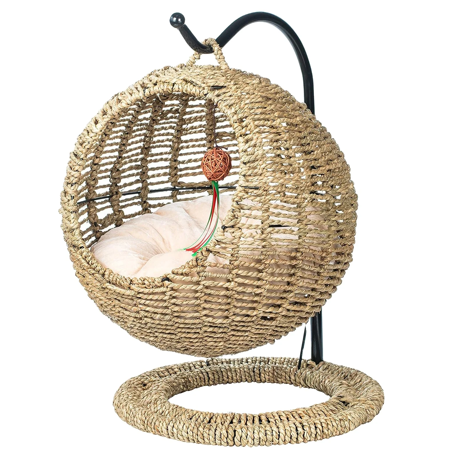 Summer Pet Cat Hammock Furniture Natural grass  Hand Made Round basket for Little Cat Hammock Bed Rattan Basket Cool Cat Hammock