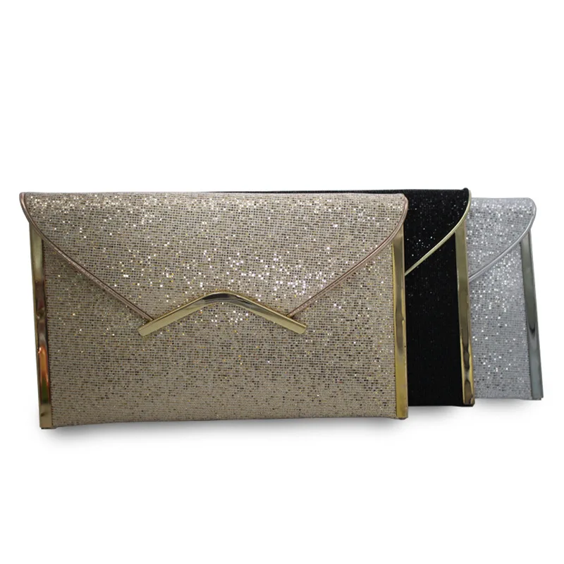 New European And American Fashion Large-capacity Flashing Material Spot Female Shiny Grain Clutch Dinner Evening  Bag