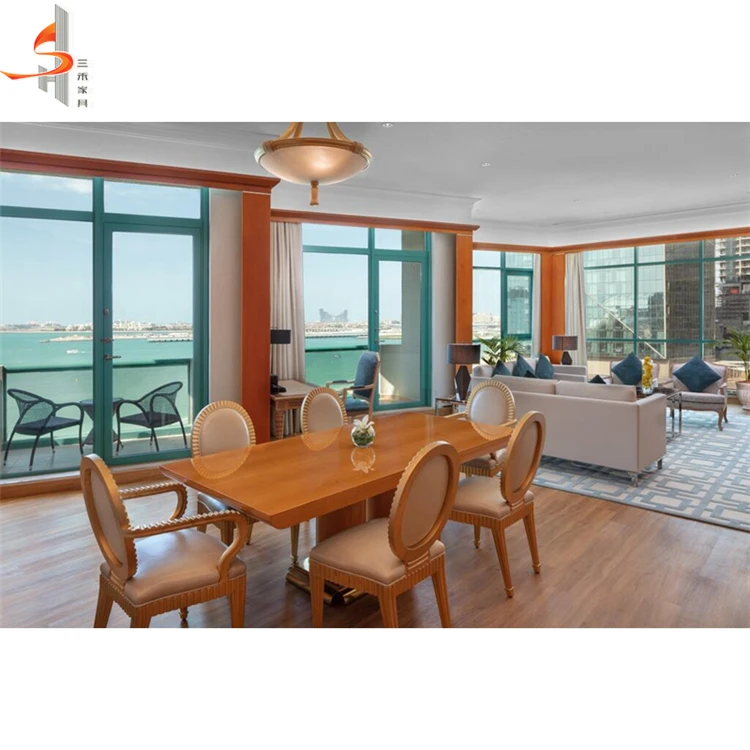 Deluxe Hotel Concise Furniture Custom Wooden Desk Bedroom Sets