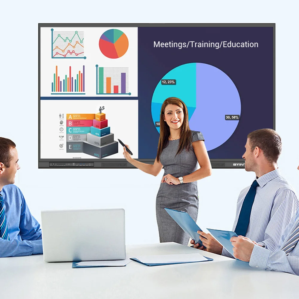 BYINTEK 86 Inches Smart Interactive Whiteboard Tablet Android 14 IR Touch Interactive All In One Smart Board For Meeting