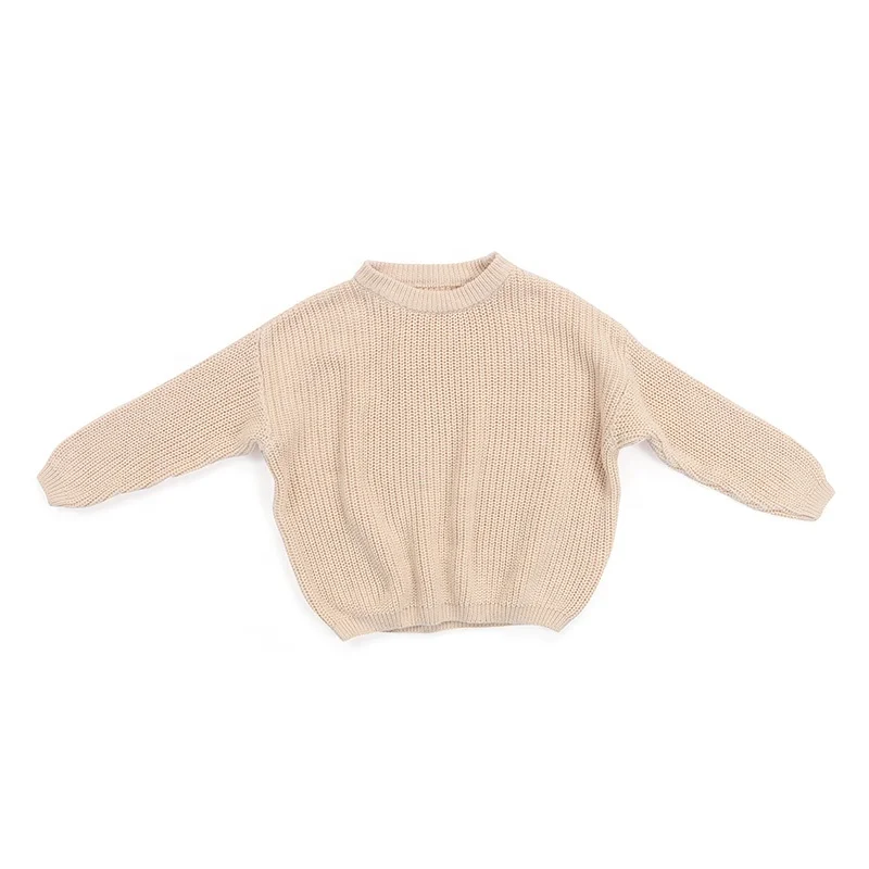 Spring Solid Color Icing Knitted O-Neck Long Sleeves Twist Kid Clothing Baby Girls Sweater