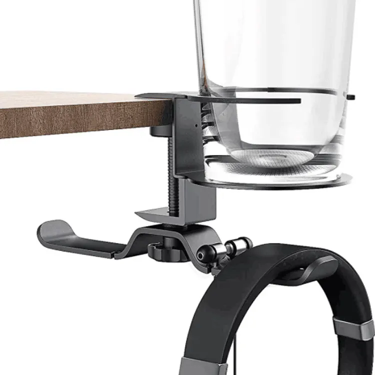 Aluminum Alloy Bracket Headphone Headset Stand Cup Holder Earphone Hanger with Cable Storage Rack Clip