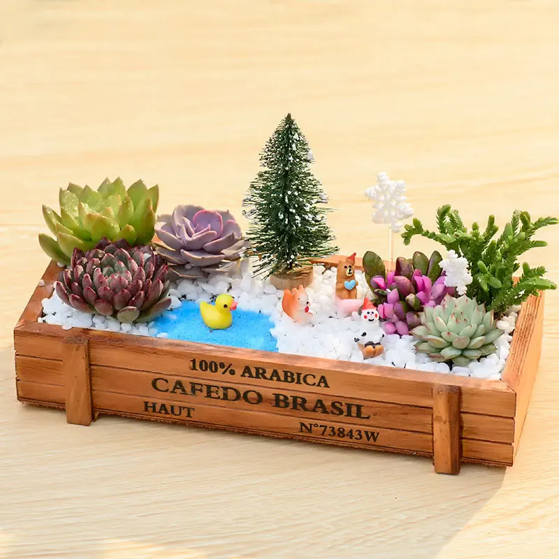 Sale cheap small desktop flower pots planters succulent wooden flower pot