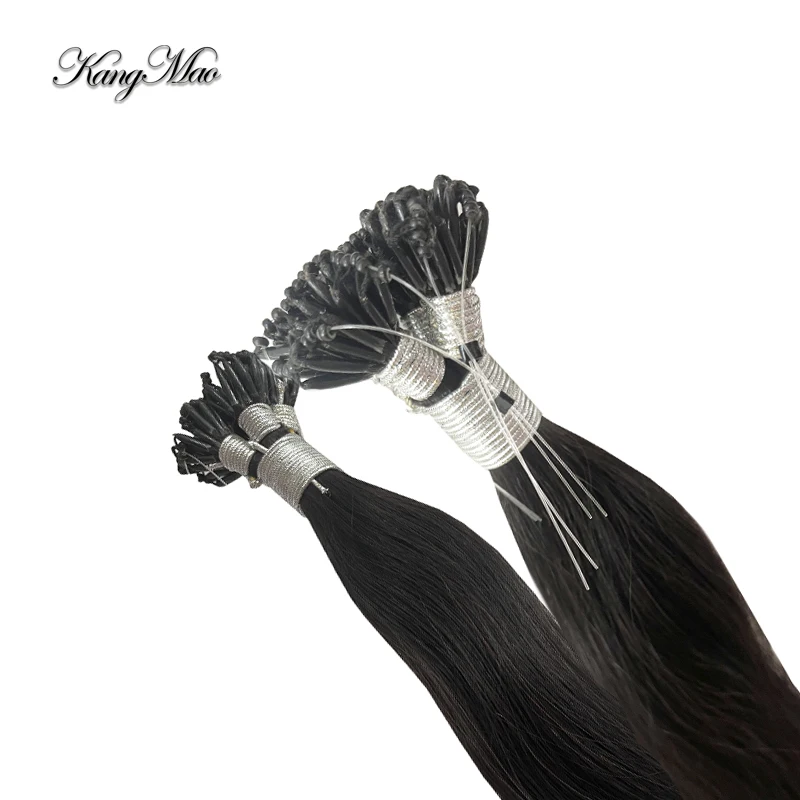 8d Human Hair Extensions Micro Ring Beads Extensions 100% Human Hair 8d Nano Ring Loop Hairpiece Natural Straight 100pcs 0.6g/s
