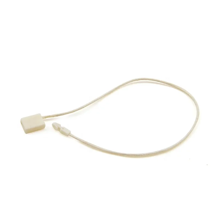 GRS Garment Accessories White Square Garment Shoes Bag Suitcase Accessories Seal String Custom Brand Name Hang Tag Cord Plastic
