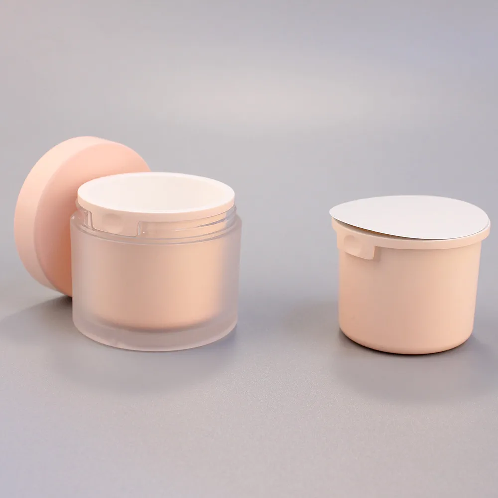 50ml 100ml eco friendly refillable replaceable cosmetic packaging sustainable plastic acrylic face cream jar for skin care