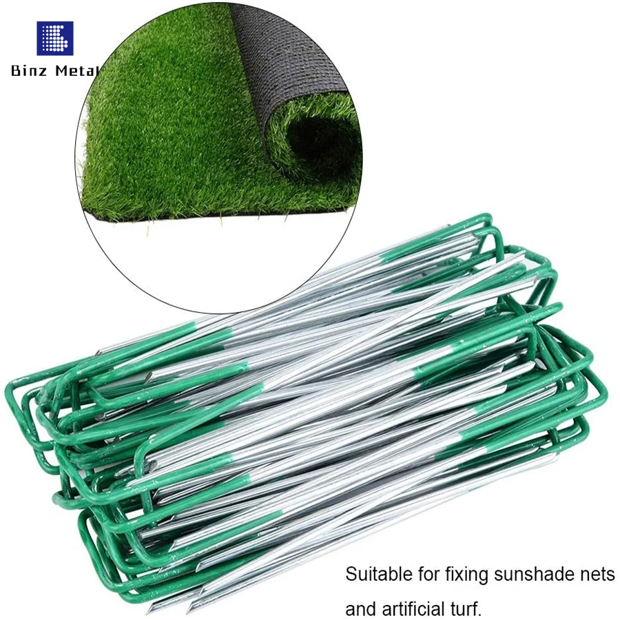 2022 U Shaped Ground Garden pegs100 Pack Camping Tents Anchoring Yard sod fabric turf Stakes Ground Landscape Staple Garden pegs
