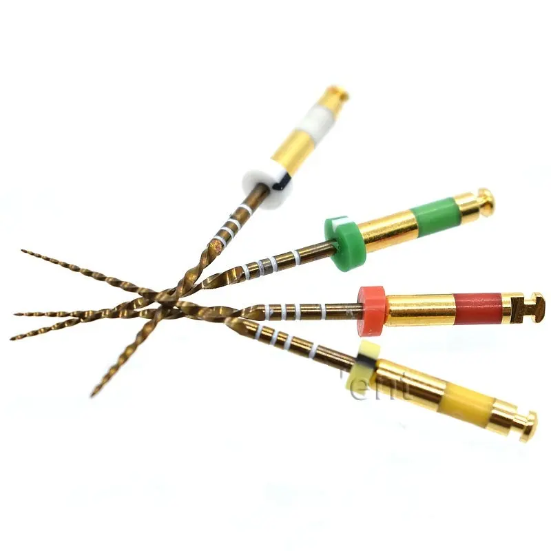 Зубные волнистые золотистые роторные файлы двигатель тепловая активация гибкий инструмент для стоматологических файлов