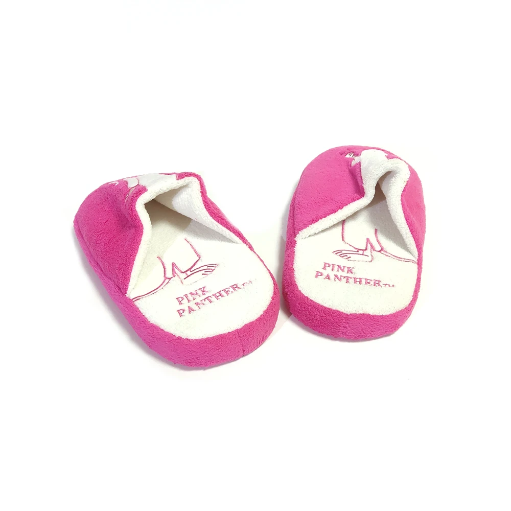 Panther embroidered slippersfleece soft hotel fancy custom made plush shoes