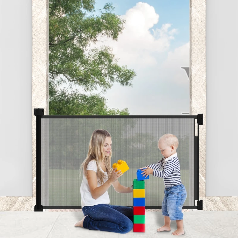 Prodigy baby supplier SG015 Foldable PVC  plastic portable indoor outdoor baby security gate play doorway safety fence kids