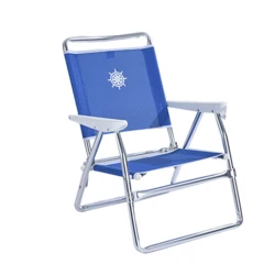 1pc Customized Logo Aluminum Portable Camping Chair Folding Chair Mediterranean Camping Blue Beach Chair Foldable