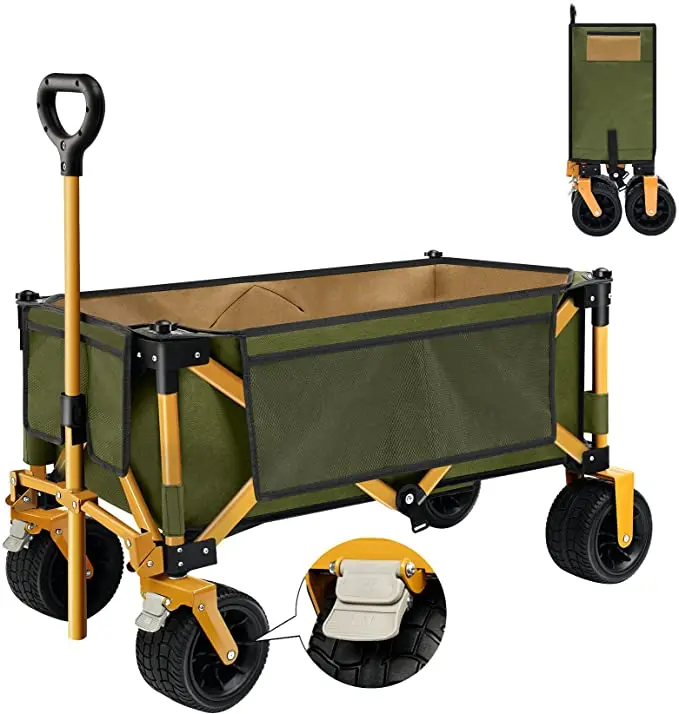 Collapsible Wagon Cart Utility Folding wagon Heavy Duty hand cart  for Outdoor Camping Beach Garden