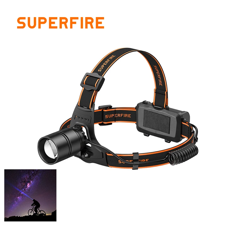 LED Zoomable Headlight Black Appearance Waterproof rechargeable HL71 Headlamp with Charging Indicator