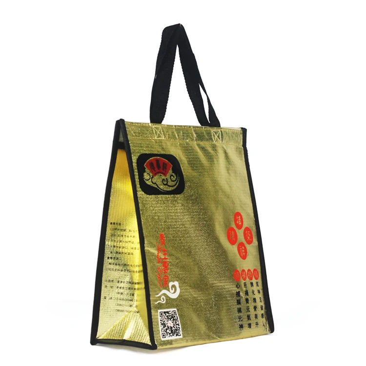 Beach Picnic Cooler Reusable Thermal Insulated Tote for Cold Drink Wine Grocery Hot Food Delivery Non Woven Nylon Bag