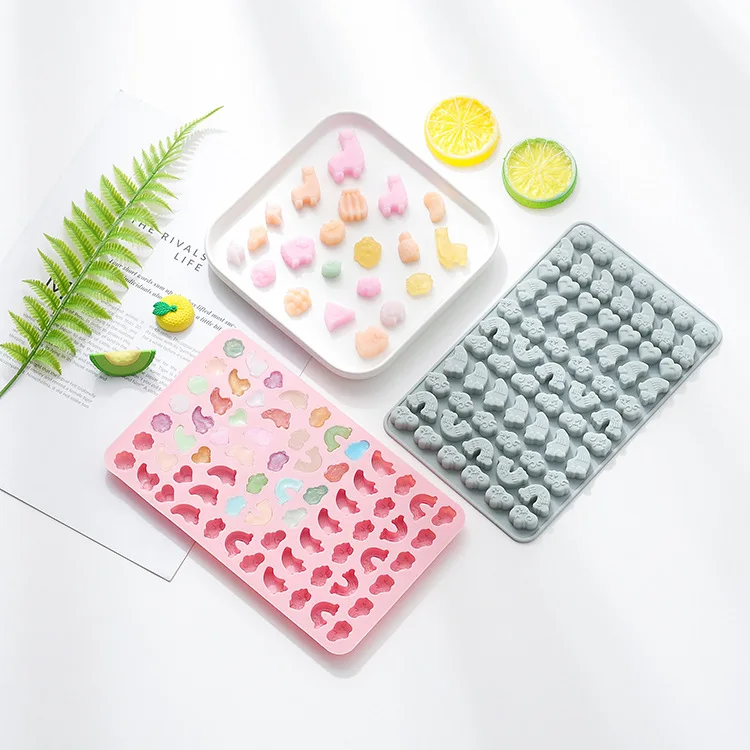 Silicone Candy Chocolate Molds Contains Small Hearts, Fruits,Animal Shape and Making Gummy, Candy, Chocolate and Small Ice Cubes