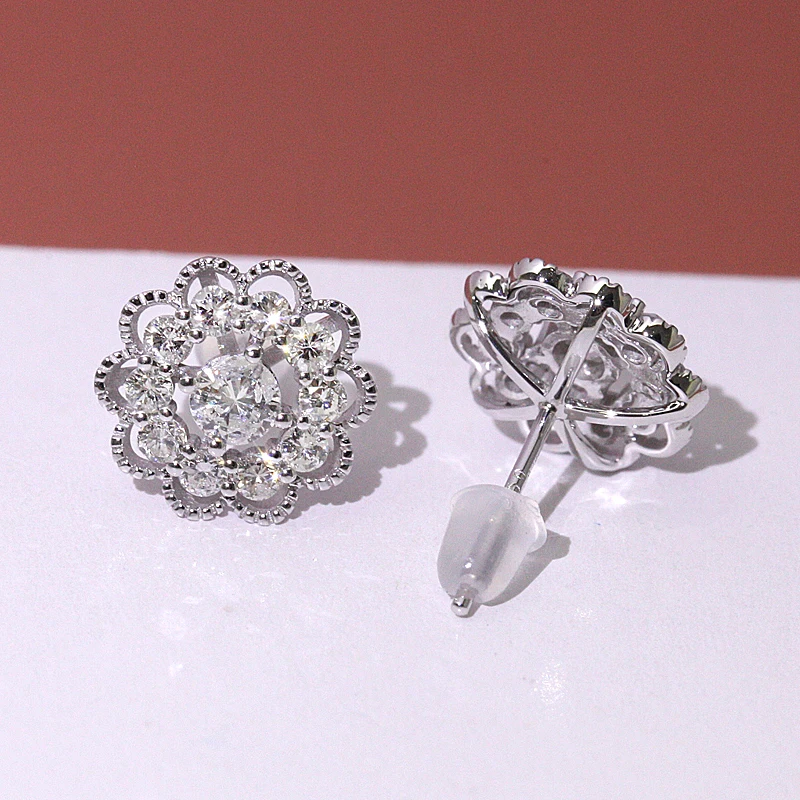 Лидер продаж алмазные свадебные серьги-гвоздики с кристаллами Swarovski в форме цветка стерлингового серебра женские серьги