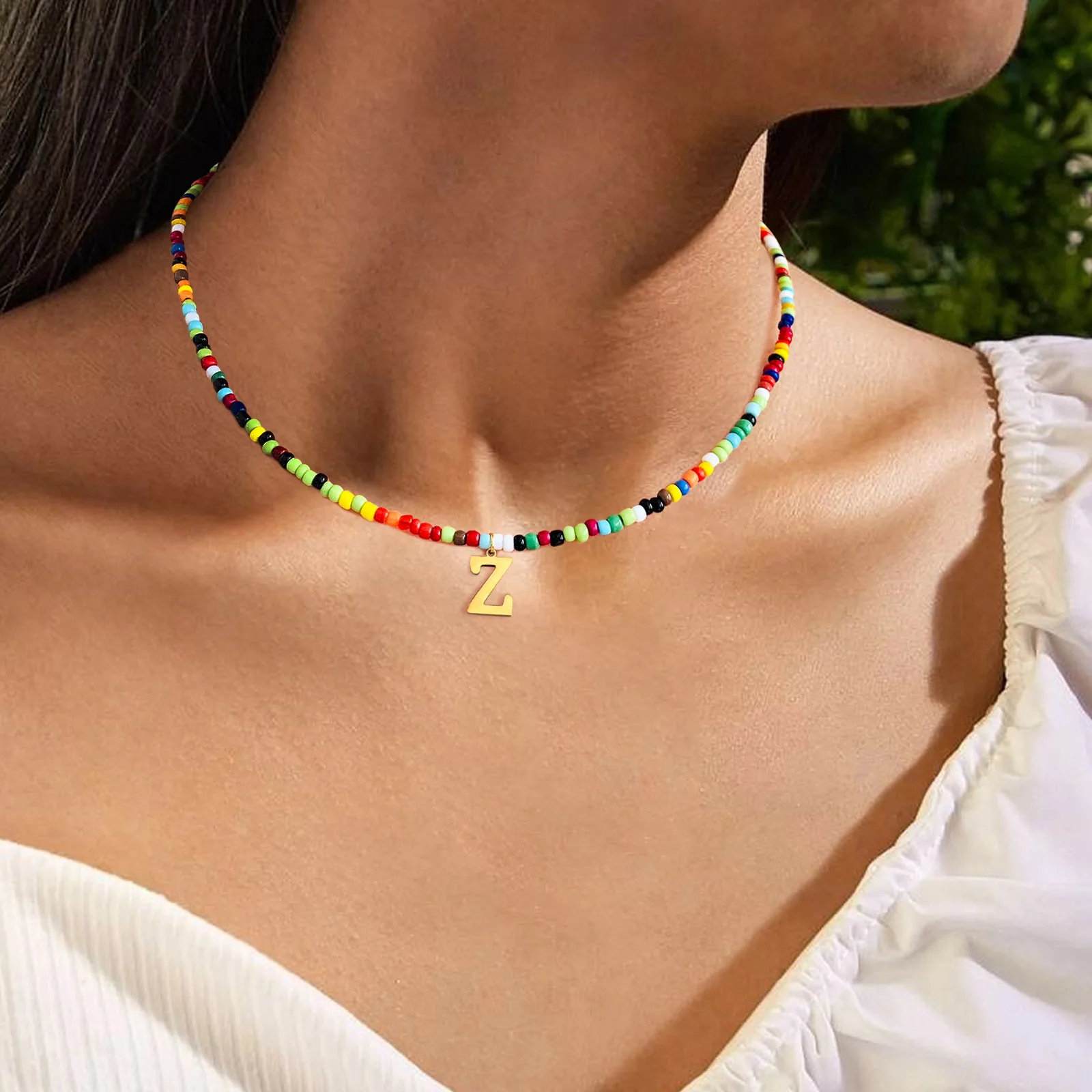 Stainless Steel Dainty Gold Necklace For Women  Custom Name 26 Letter Pendant Initial Choker Necklace