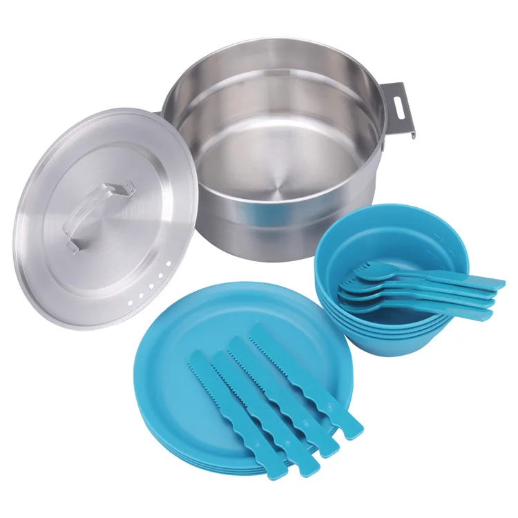 Портативная посуда для 4 человек портативный набор посуды из нержавеющей стали с сумкой кемпинга