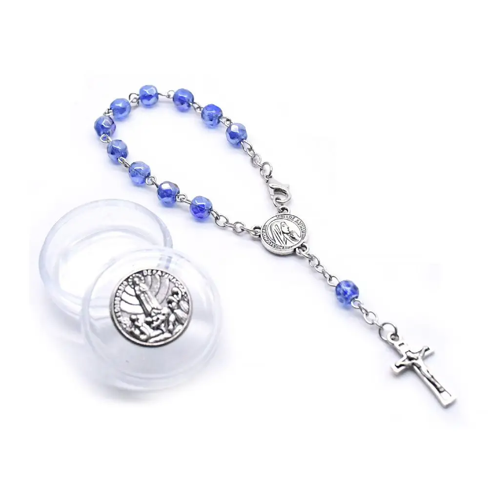 Religious Charms for Bracelet Bulk Fashion Catholic Handmade Crystal Bead Cross Rosary Bracelet