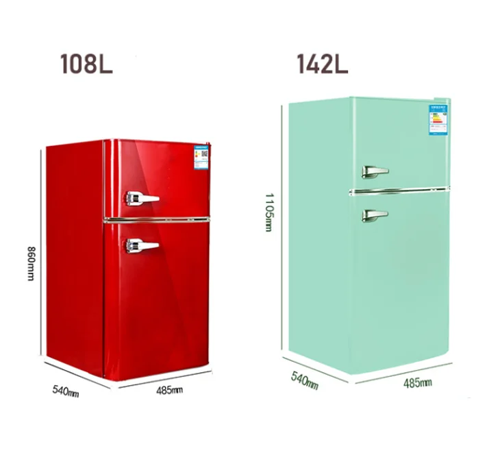 Retro refrigerator double door top freezer home refrigerator multiple color options high quality energy saving