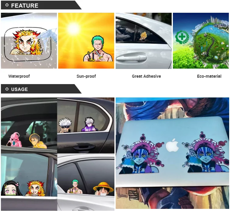 Best Sell Waterproof Sunproof Great Adhesive Japanese 3D Anime Vinyl  Car Stickers for Promotion Gift