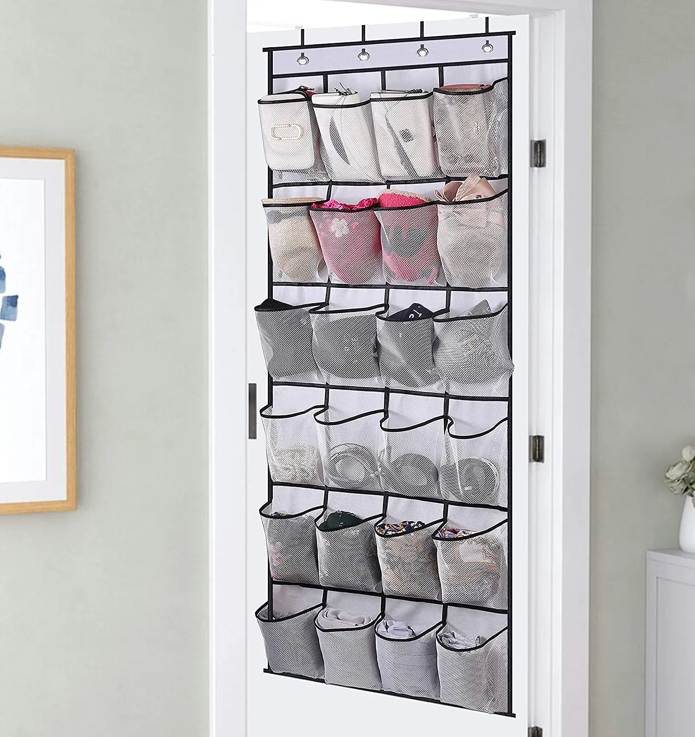 Over The Door Shoe Organizer 24 Large Mesh Pockets Storage Bag Hanging Rack Storage Hanger Sundries Space Saver