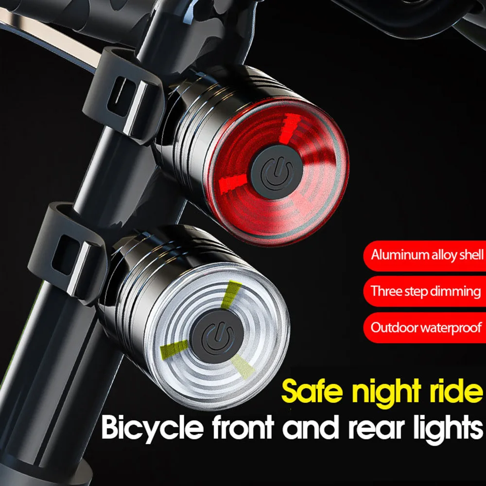 Super Bright Aluminum Alloy Helmet Lamp Waterproof Rear Taillight Bike Warning Tail Light ABS Front Light Flashlight Bicyclists