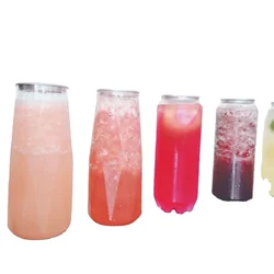 PLA CANS biodegradation 330ml 550ml 650ml sealing plastic beverage bottle cans for soft drink transparent soda cans